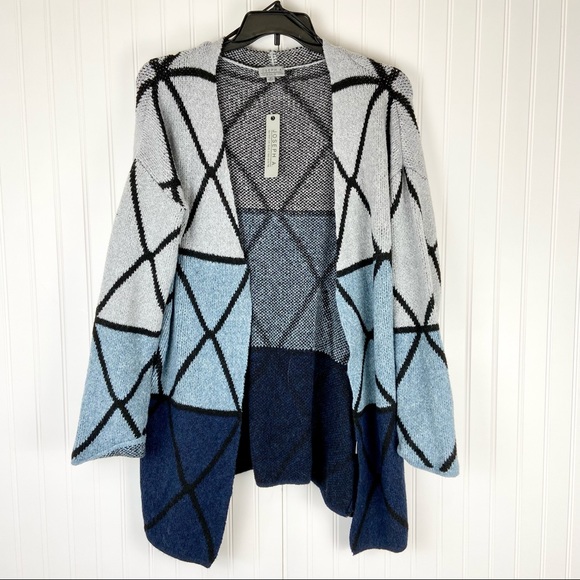 NWT Joseph A. Ombre Grid Cardigan in Blue Combo - Picture 4 of 6